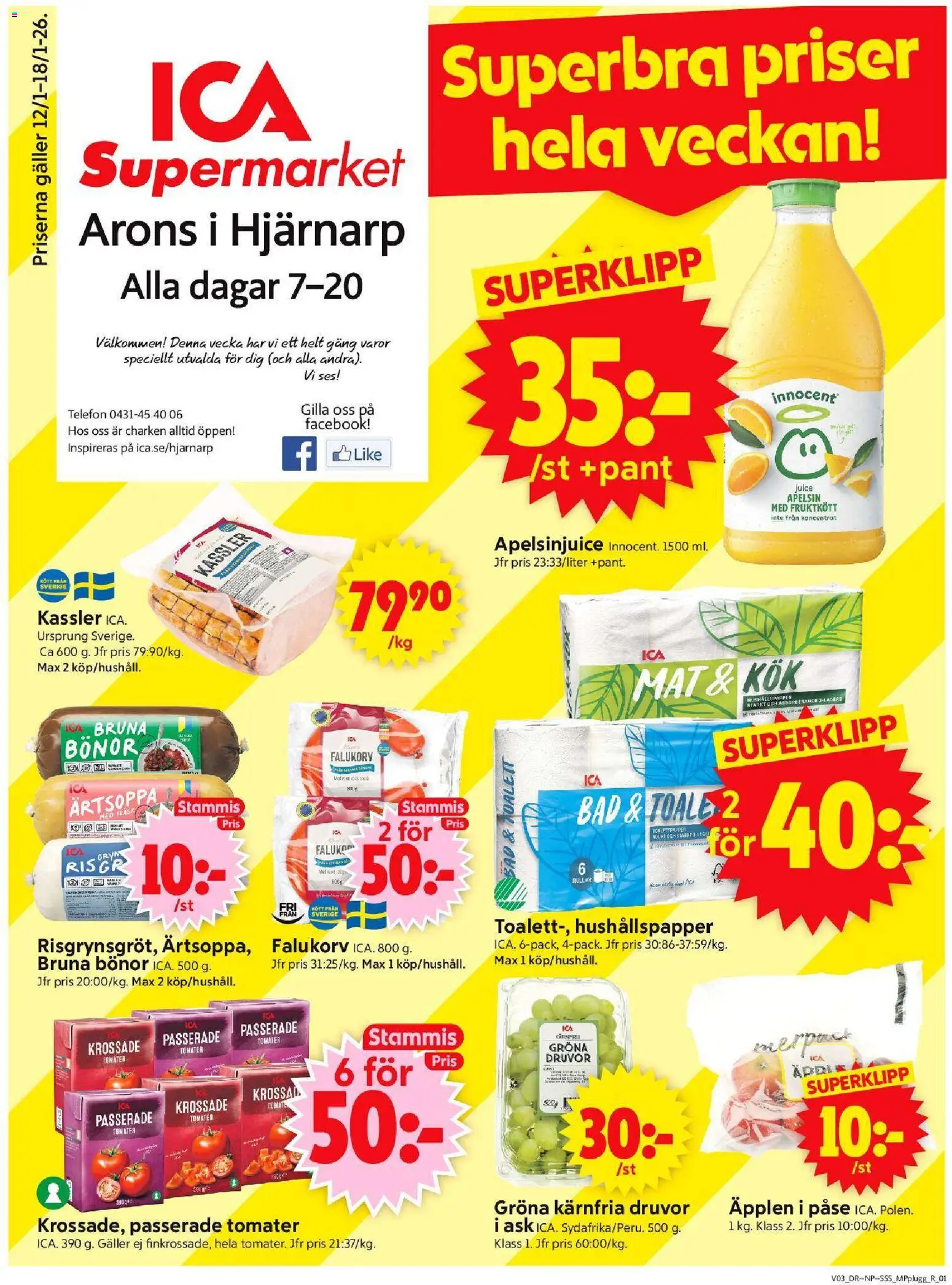 Förhandsgranska reklamblad Hjärnarp från butik ICA Supermarket gäller från 12/01/2026