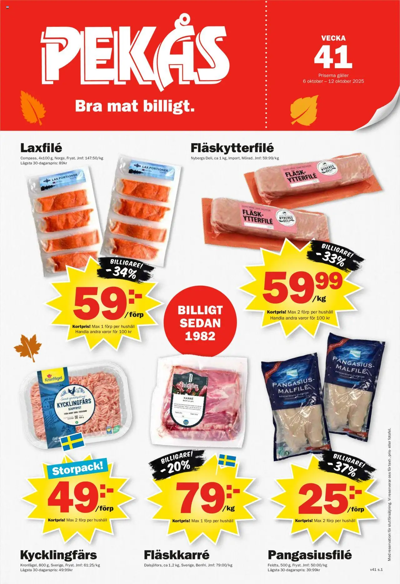 Aktuella reklamblad Pekås - Grums är giltig 06/10 2025 > Veckans Erbjudanden gäller från 06/10/2025 till 12/10/2025 sidnummer 1