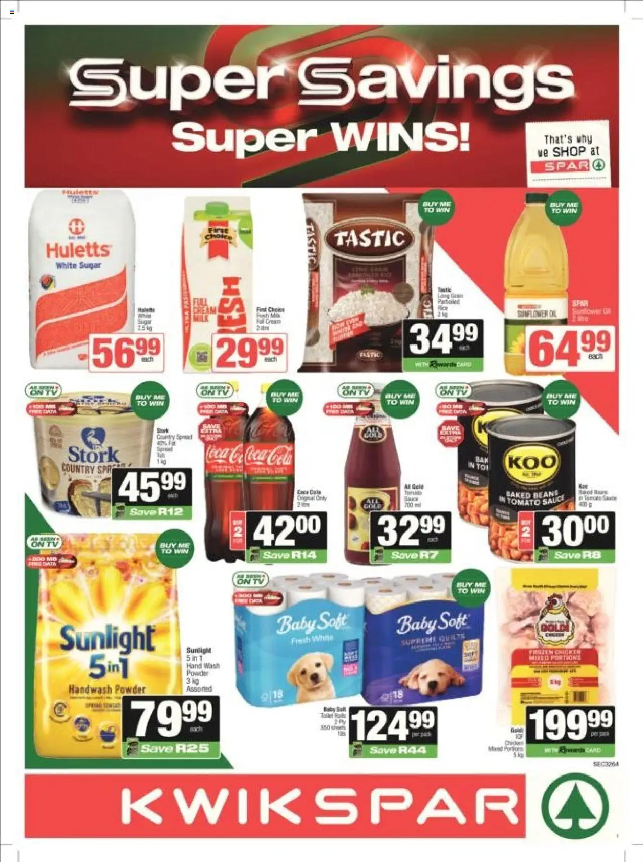KWIKSPAR Eastern Cape - Weekly Specials from 23/09 - 07/10/2025 > Promotions - Sugar, Rice, Cream, Beans, Baked beans, Sauce, Handwash, Spread
