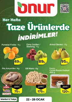 Onur Market Taze Ürünlerde İndirimler - İstanbul & Trakya 22.01.2026 - Broşürünün önizlemesi