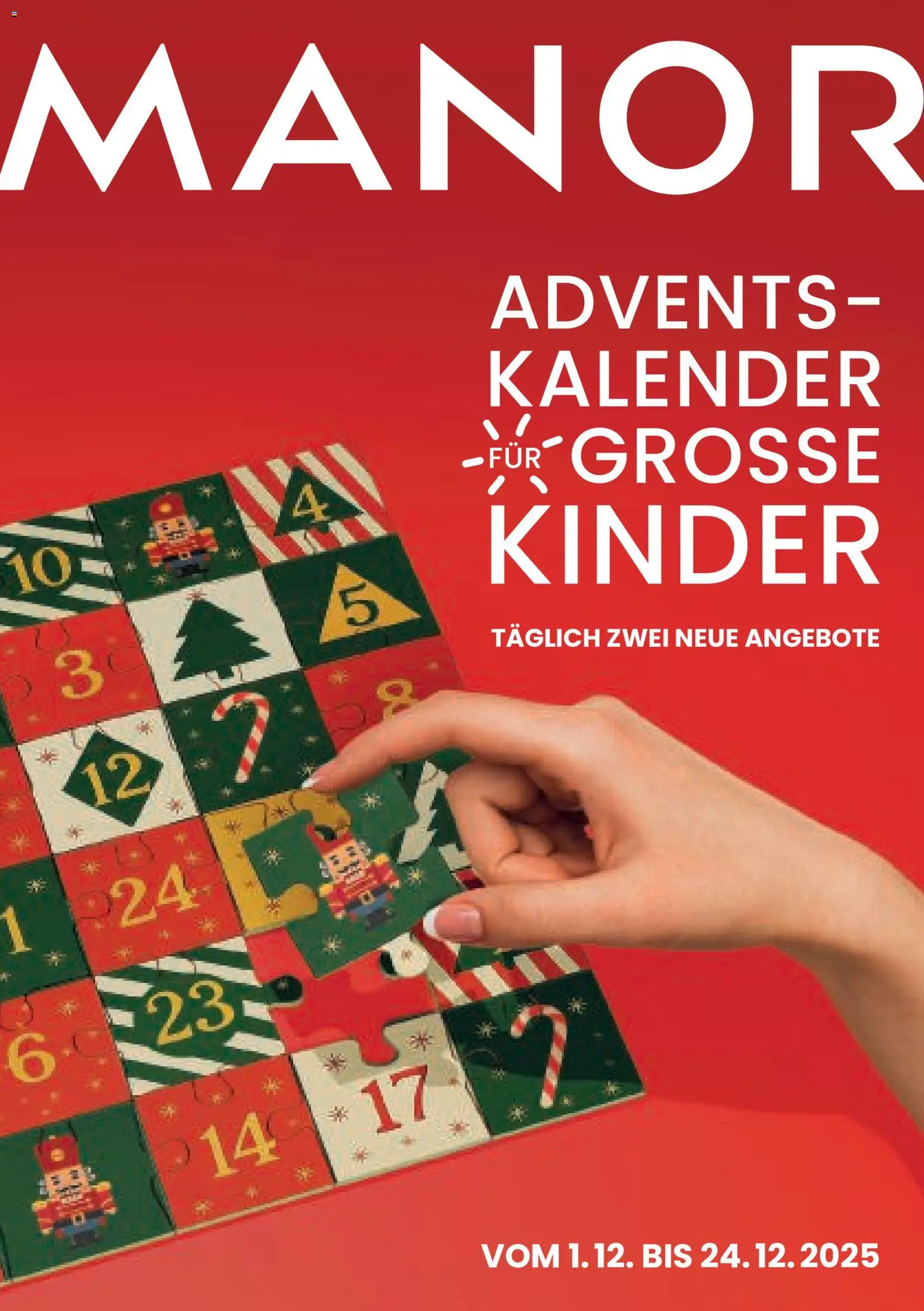 Vorschau des Merkblatts Aktionen Adventskalender vom Shop Manor gültig von 01.12.2025 bis 24.12.2025