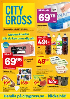 Förhandsgranska reklamblad Aktuella reklamblad City Gross från butik City Gross gäller från 28/07/2025