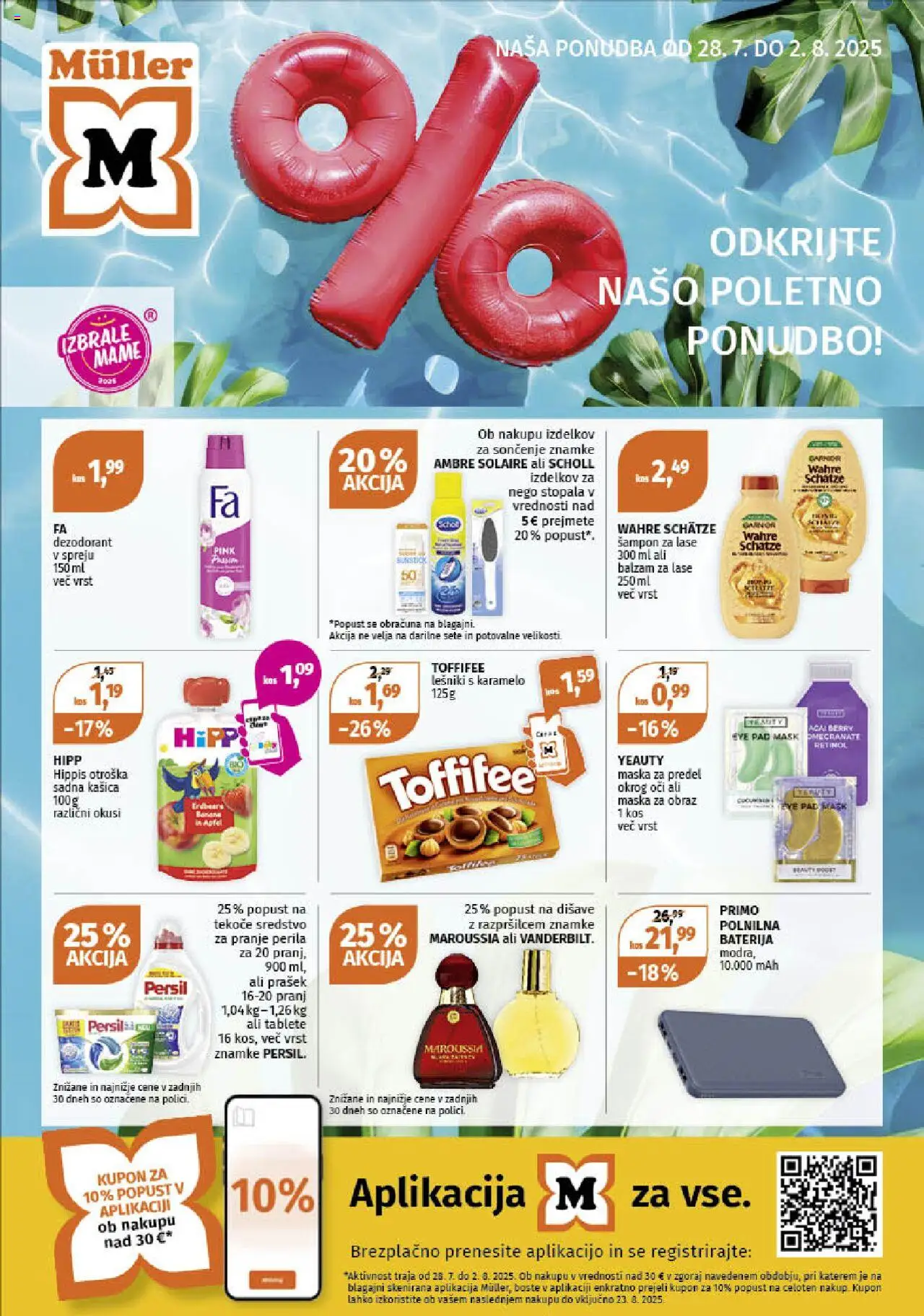 Müller Katalog od 28.07.2025 - aktualna ponudba - stran 1 - Kos, Baterija, Maska za obraz, Maska, Detergent, Balzam za lase, Sampon, Prašek