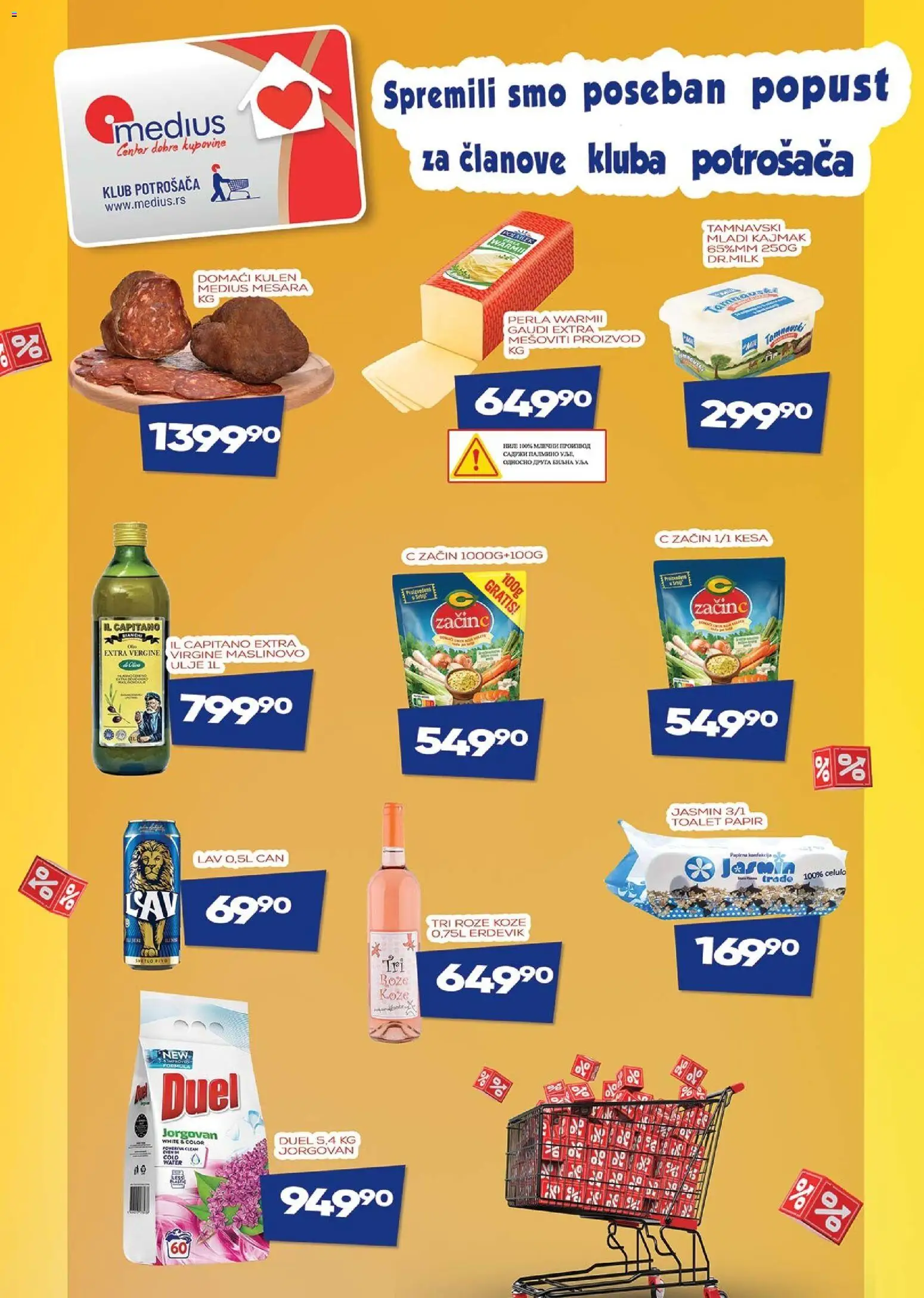 Pregled Medius kataloga - važi od 06.04.2026 - Maslinovo ulje, Pivo, Kajmak, Kulen, Ulje, Toalet papir, Mladi kajmak