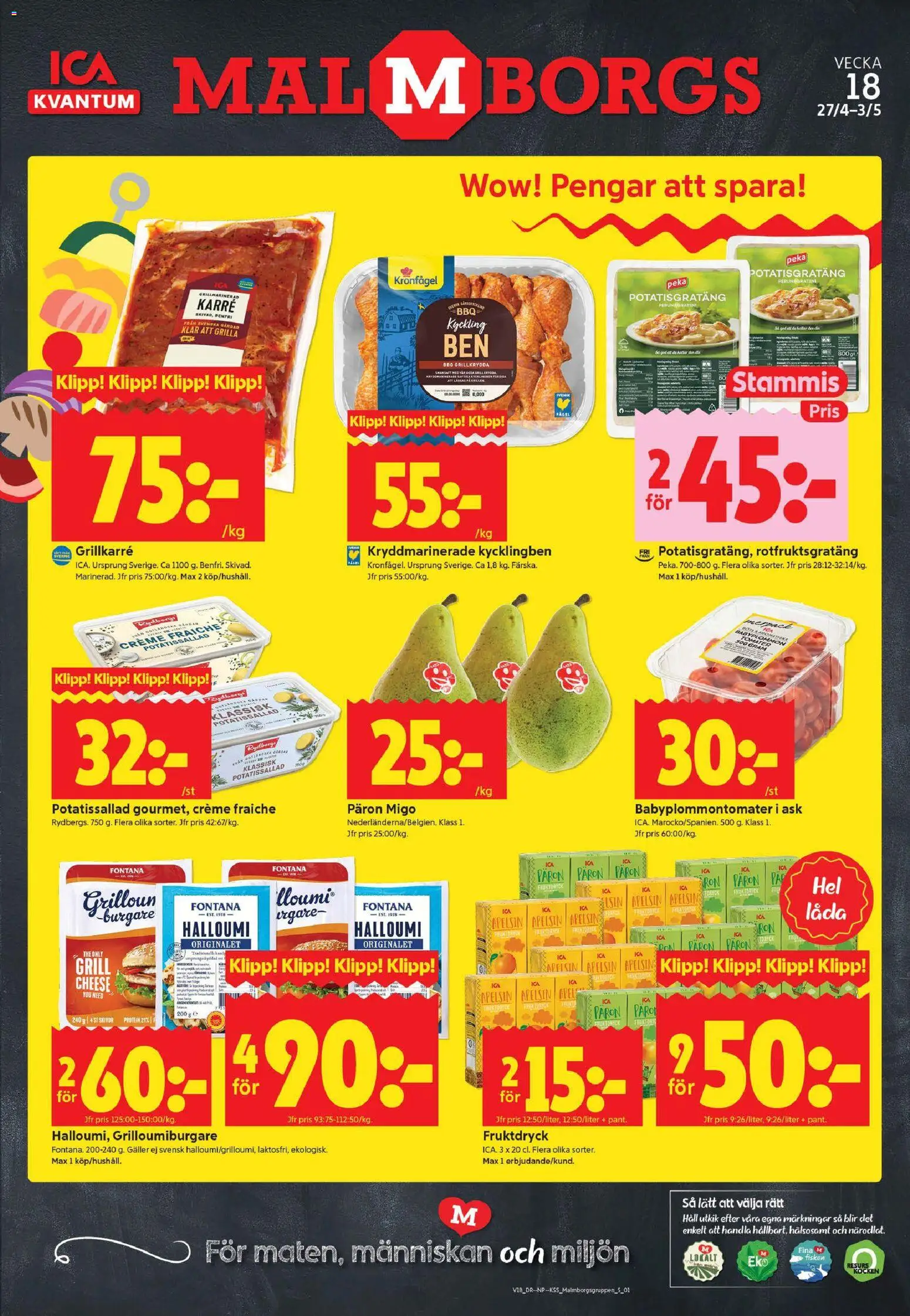 Förhandsgranska reklamblad Malmö från butik ICA Kvantum gäller från 27/04/2026 - Grill, Tält, Creme fraiche, Protein, Apelsin, Låda, Tomater, Potatissallad