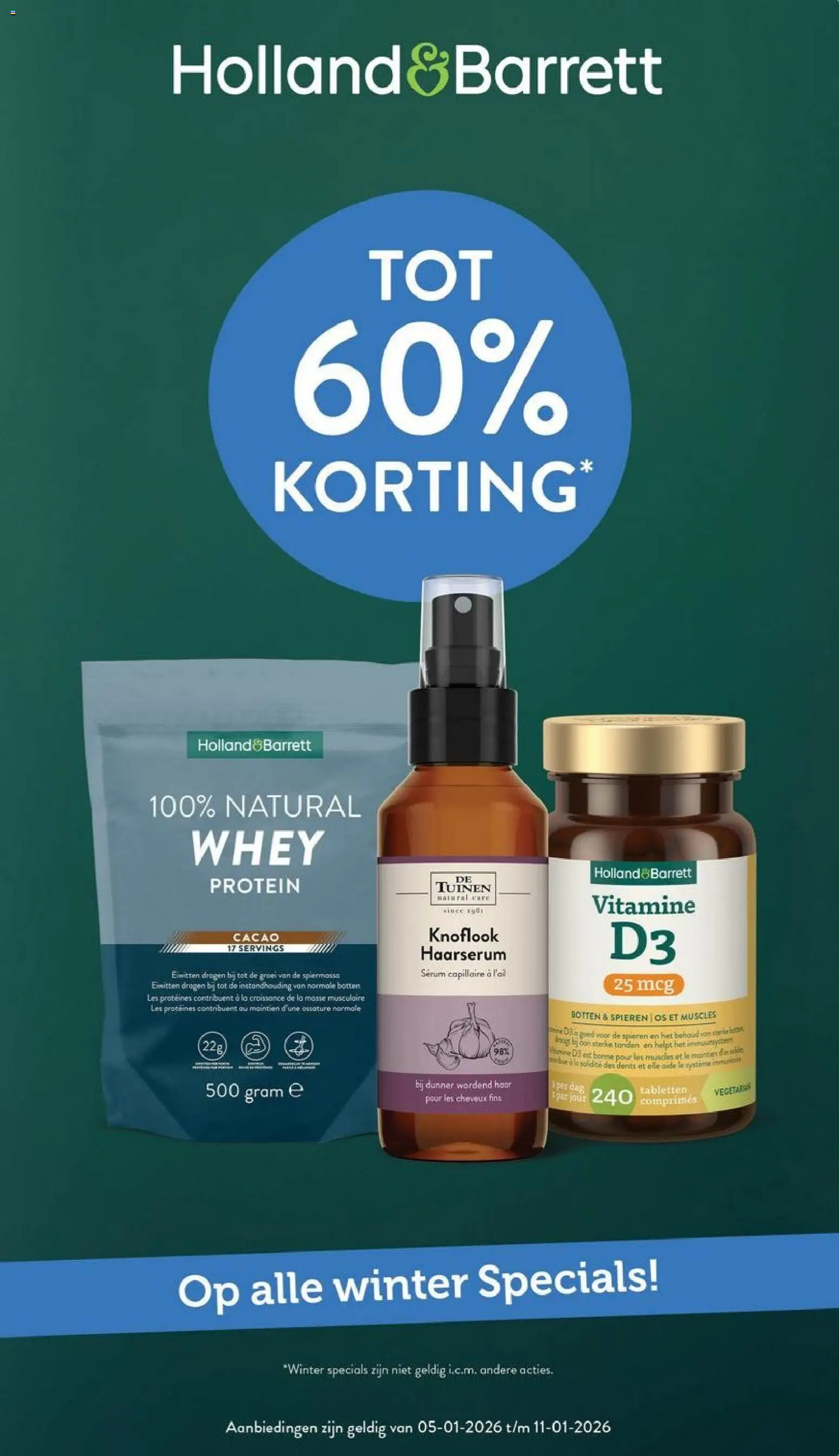 Voorbeeld van Folder van winkel Holland & Barrett geldig vanaf 05-01-2026 - La, Cacao, Knoflook, Whey