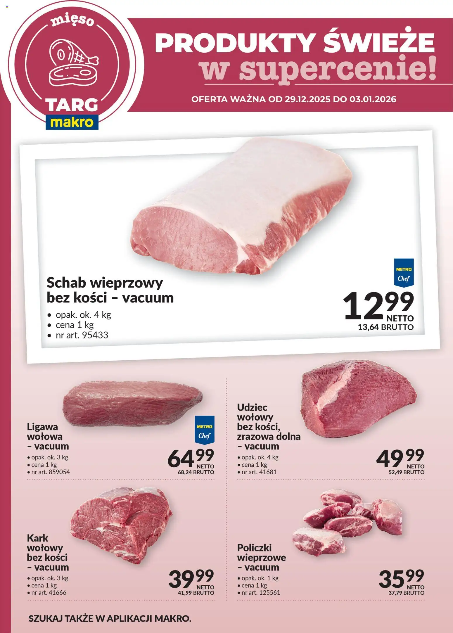 Pogląd gazetki "Produkty świeże w supercenie" ze sklepu Makro ważnej od 29.12.2025 - Mięso, Schab, Schab wieprzowy