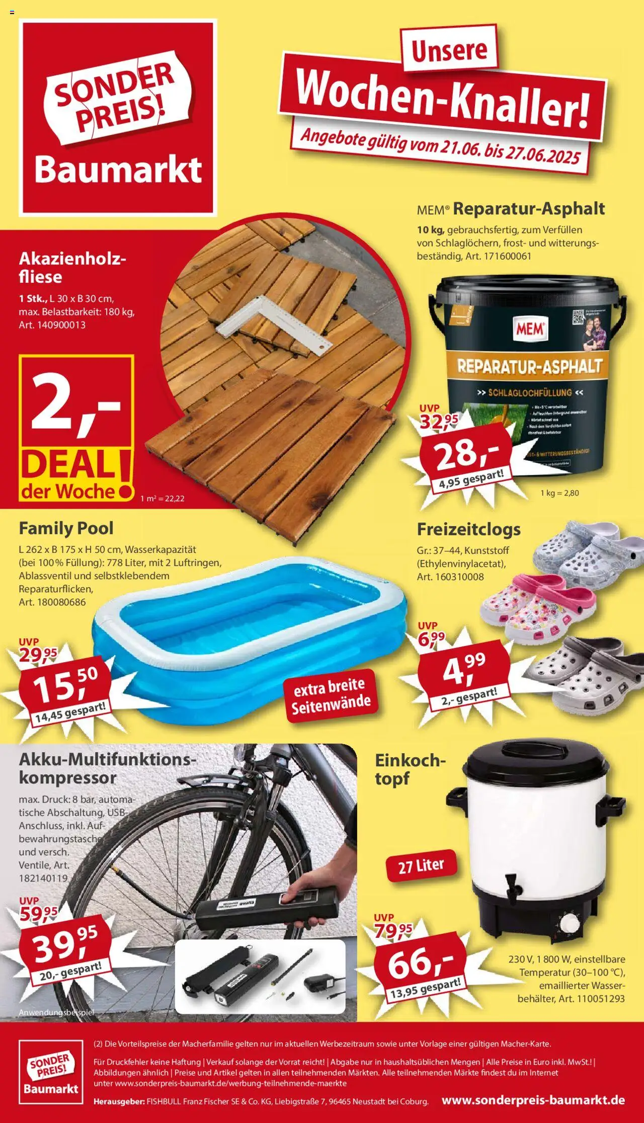 Sonderpreis Baumarkt Prospekt (vom 21.06.2025 - 27.06.2025) - Wasser, USB