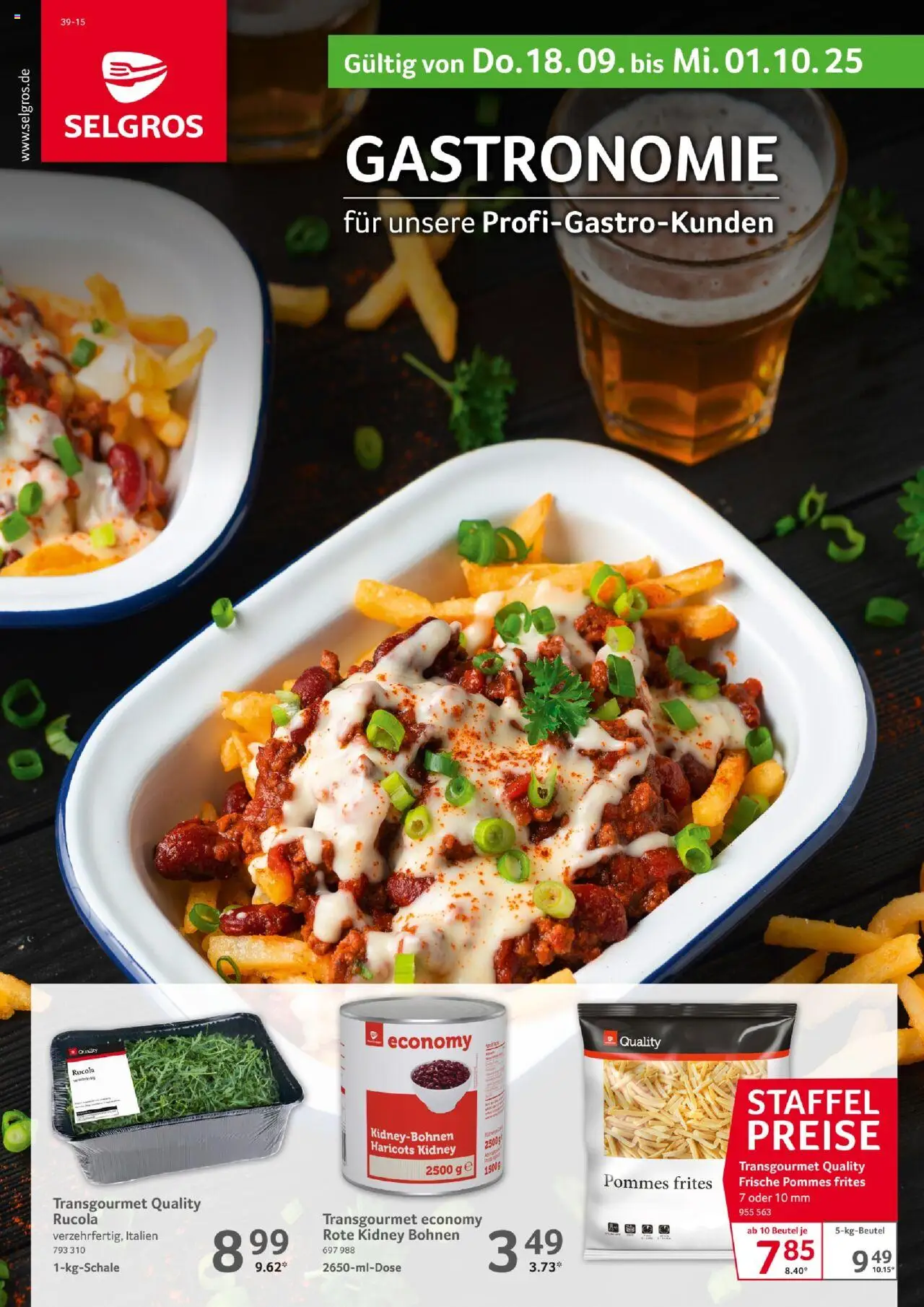Selgros Gastronomie (vom 18.09.2025 - 01.10.2025) - Rucola, Pommes, Pommes frites