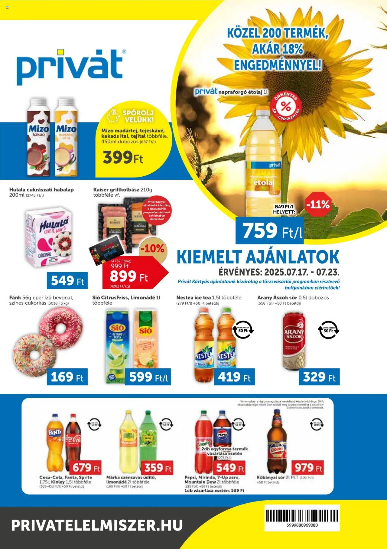 PRIVÁT aktuális szórólap, érvényes 2025.07.17.-től - 1 oldal