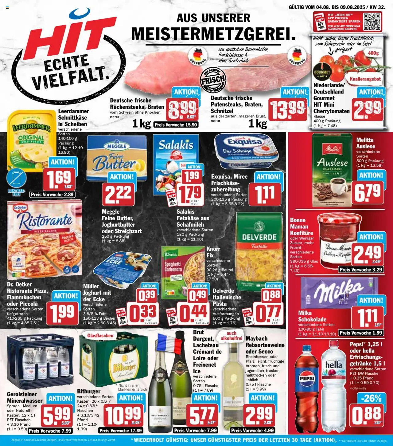 HIT Prospekt ab 04.08.2025 nächste Woche > Rhineland-Palatinate - Butter, Schokolade, Hella, Pepsi, Melitta, Freixenet, Bonne maman, Salakis