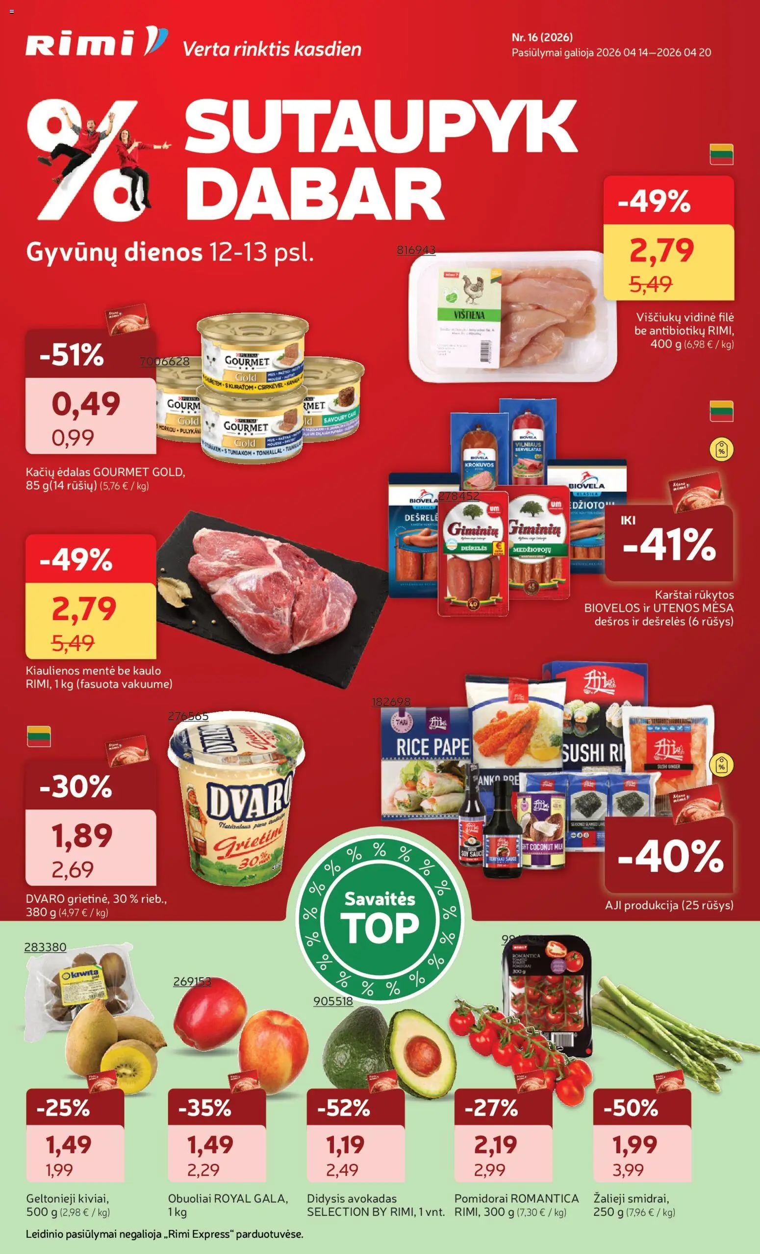 Rimi parduotuvės leidinio Rimi leidinys galiojančio nuo 2026.04.14 peržiūra