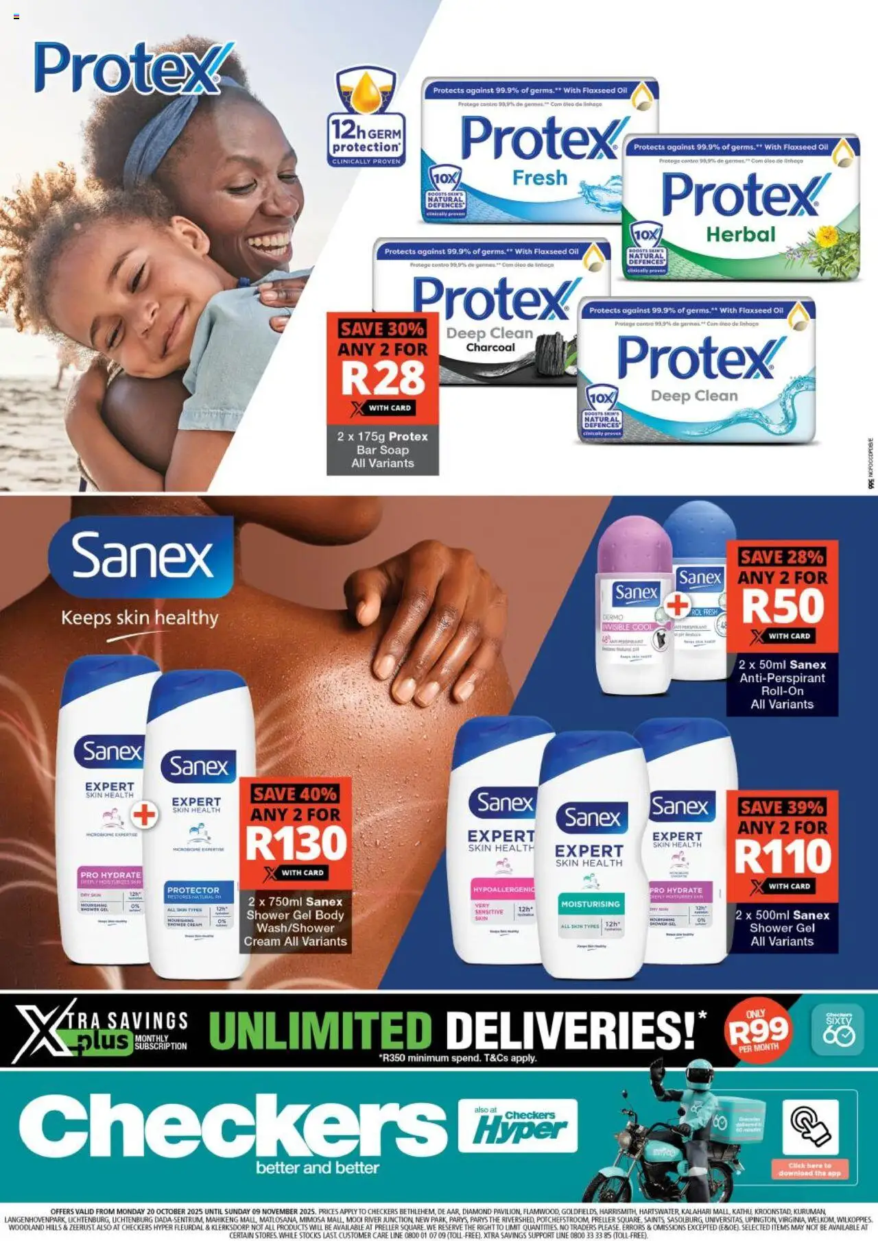 Checkers Northern Cape - Protex & Sanex Promotion 20/10 - 09/11/2025 >> Catalogue