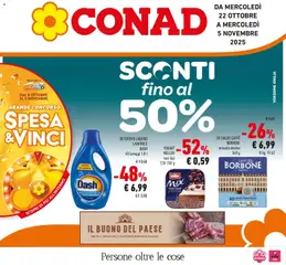 Anteprima dell'opuscolo Sconti fino al 50% dal negozio Conad valido da 22/10/2025