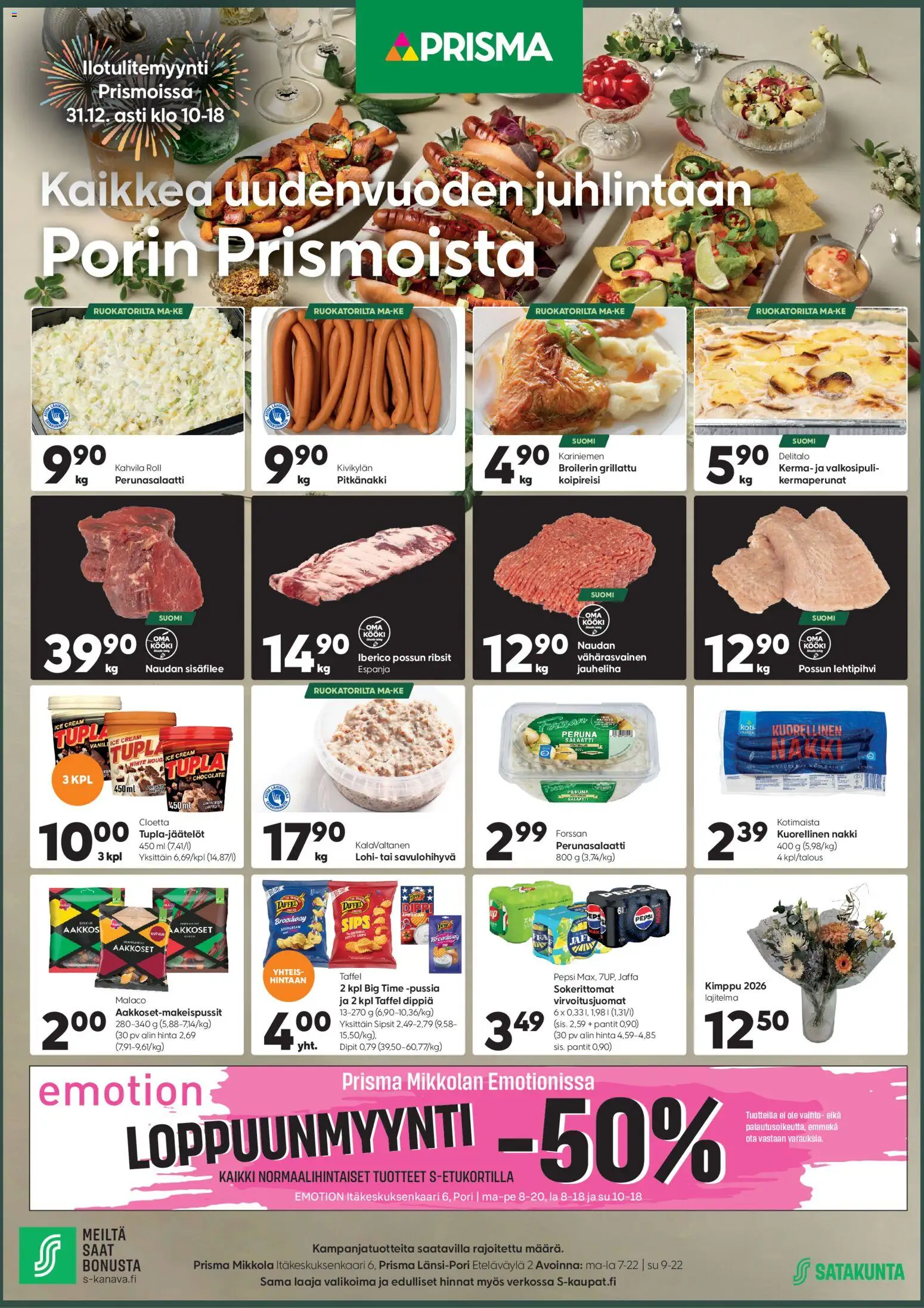 Kaupan Prisma Kaikkea uudenvuoden juhlintaan esikatselu, voimassa 31/12/2025