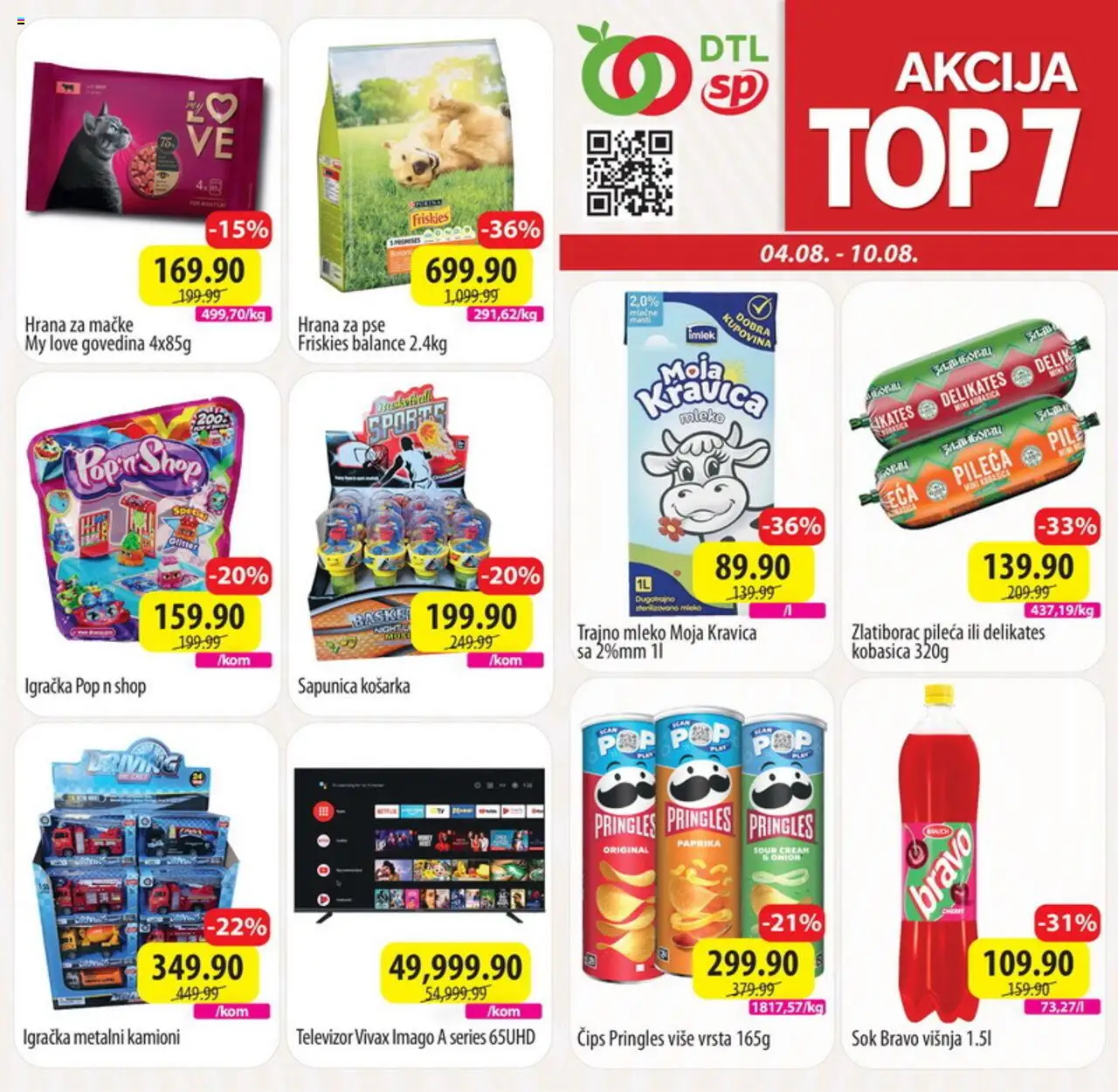 Senta Promet katalog važi od 04.08.2025 - stranica 1 - Paprika, Pile, Televizor, Pringles, Mleko, Govedina, Čips, Hrana za mačke