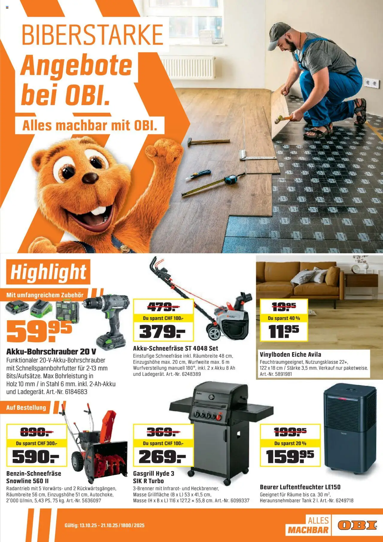 Vorschau des Merkblatts Aktionen vom Shop OBI gültig von 13.10.2025 bis 21.10.2025