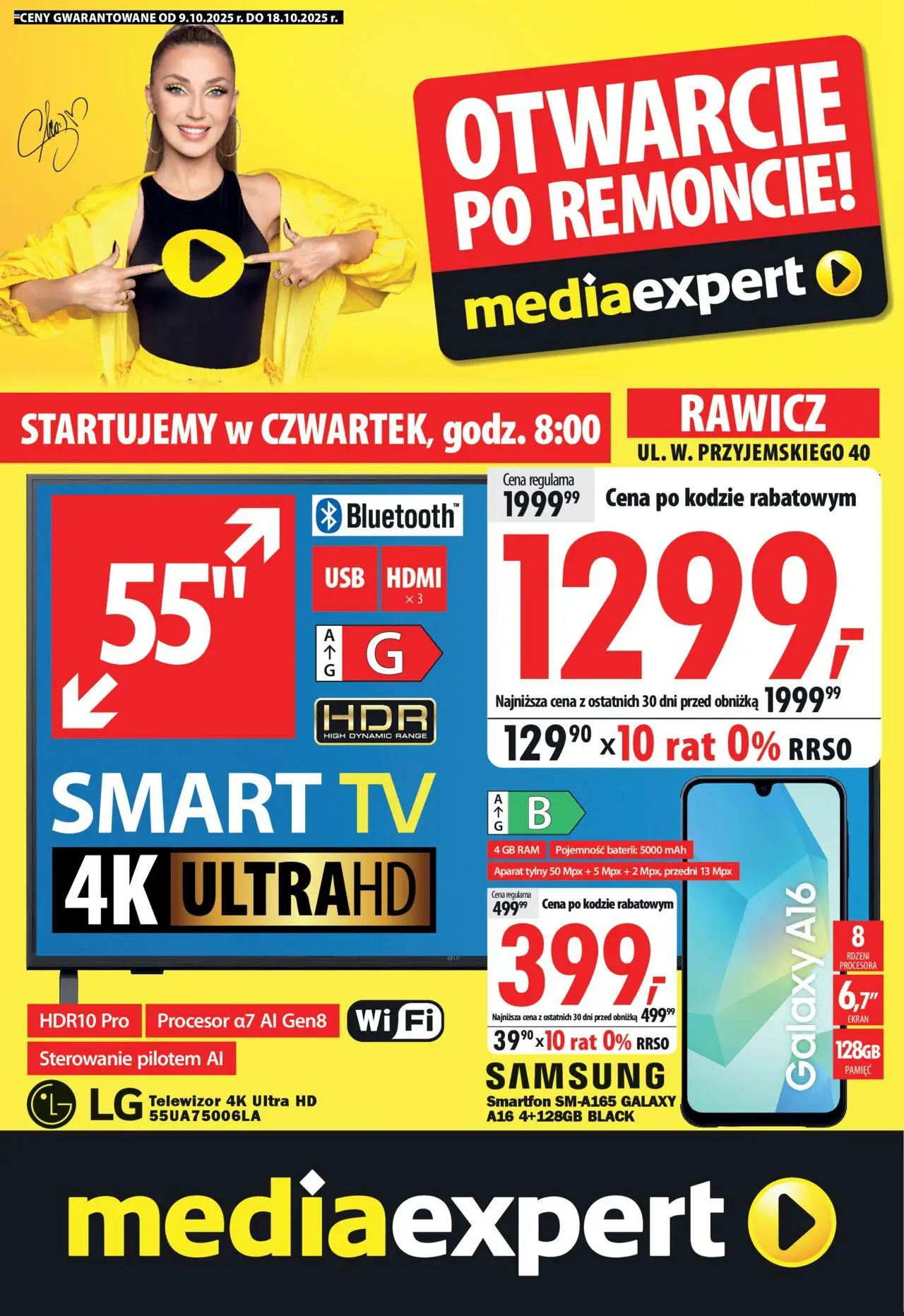 Pogląd gazetki "Otwarcie po remoncie - Rawicz" ze sklepu Mediaexpert ważnej od 09.10.2025 - Telewizor, Smartfon