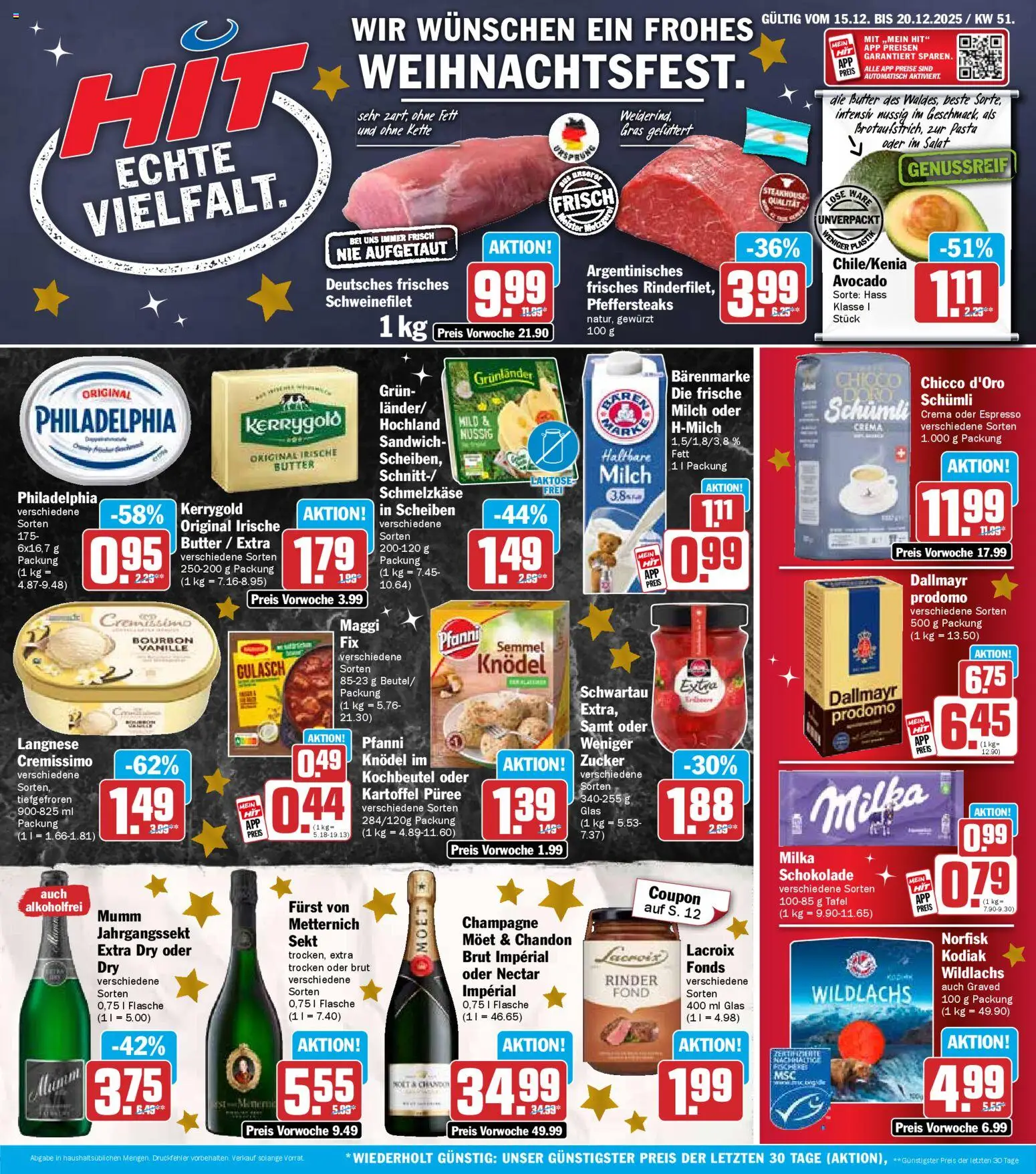 Vorschau von dem Prospekt des Geschäftes HIT, gültig ab dem 15.12.2025 - Schokolade, Avocado, Maggi, Milka schokolade, Sekt, Vanille, Cremissimo, Grunlander