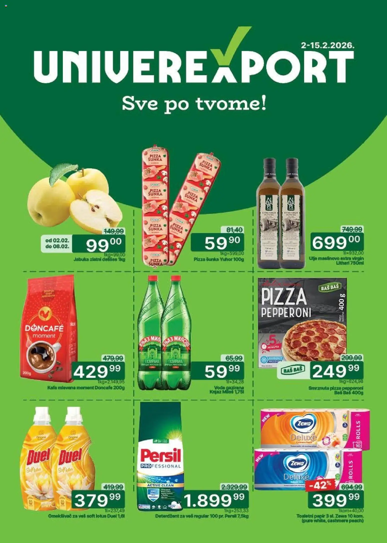 Pregled Univerexport kataloga - važi od 02.02.2026 - Lotus, Voda, Šunka, Ulje, Persil, Deterdžent, Omekšivač, Omekšivač za veš