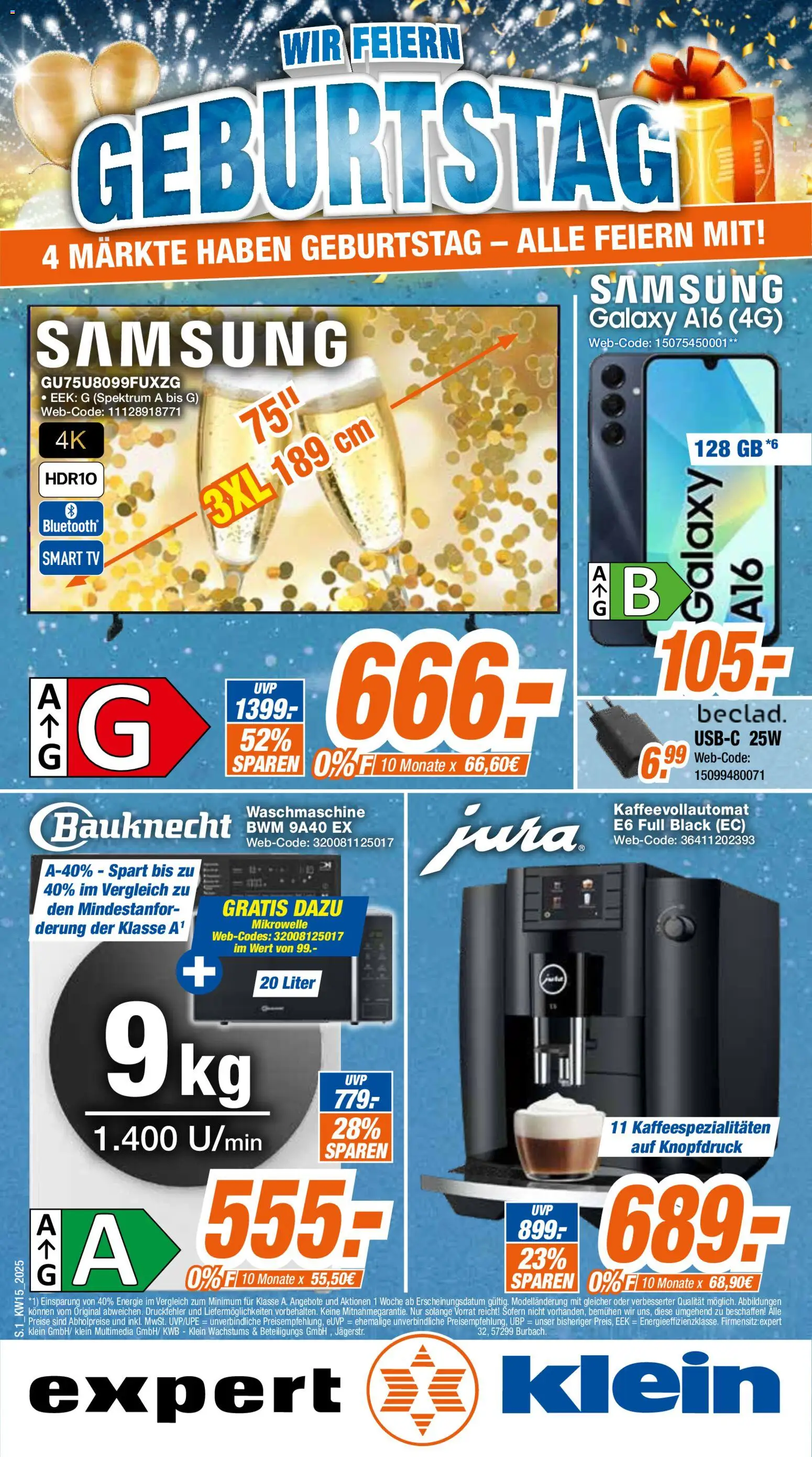 Vorschau von dem Prospekt des Geschäftes Expert, gültig ab dem 06.04.2026 - Samsung, Waschmaschine, TV, Kaffeevollautomat, Mikrowelle, Smart TV, Jura