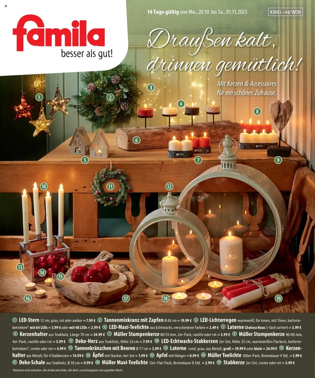 Famila Draußen kalt; drinnen gemütlich! (vom 20.10.2025 - 01.11.2025) - Äpfel, Batterie, Vanille, Creme