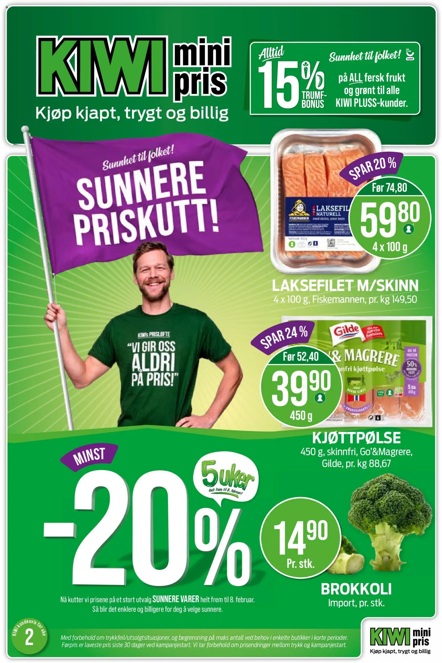 Forhåndsvis Kundeavis fra butikk Kiwi gyldig fra 01/01/2026 - Frukt, Kiwi, Ved, Brokkoli, Kyllingfilet, Kutter, 1