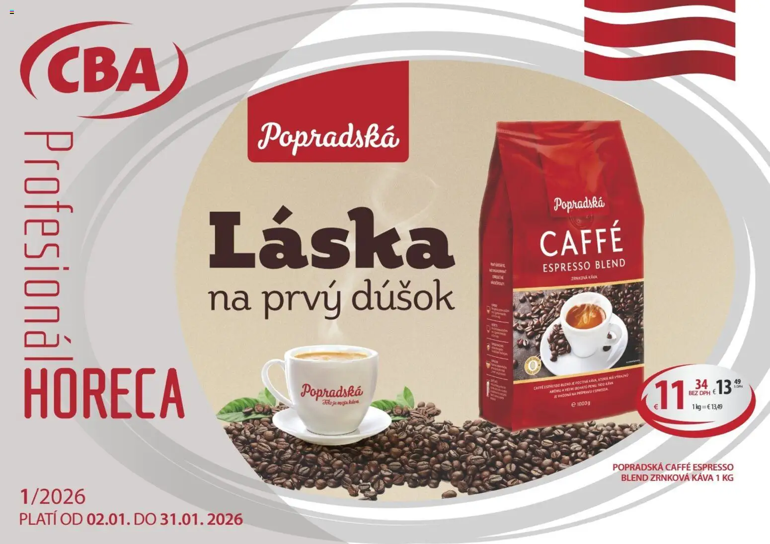Náhľad KARMEN CBA letáku platného od 02.01.2026 - Káva, Zrnková káva, Zrnková káva 1 kg