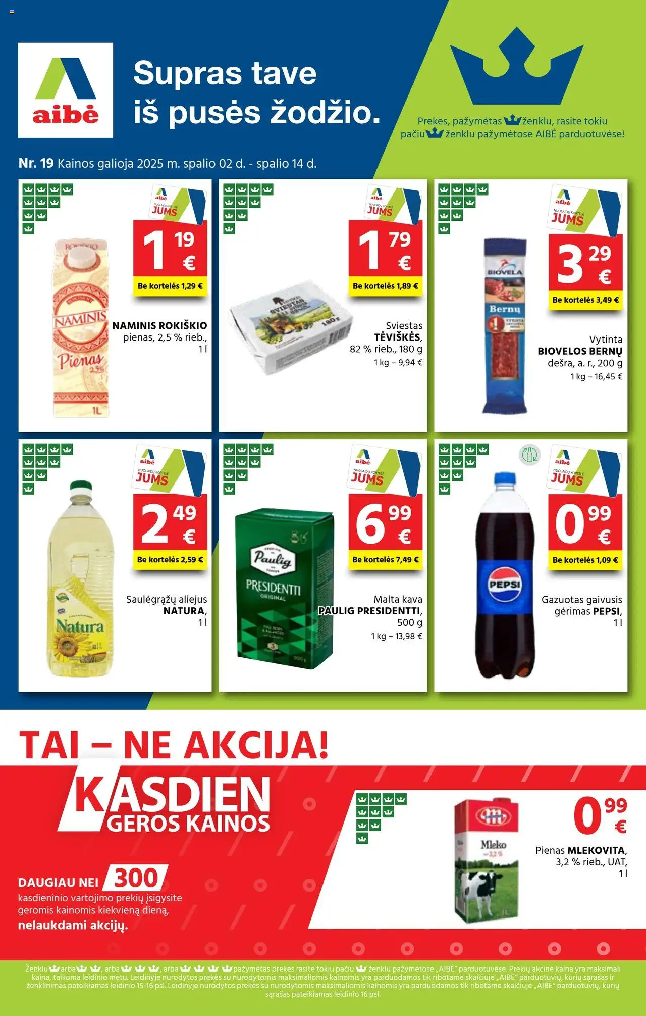 AIBE leidinys galioja nuo 2025.10.02 – puslapio numeris 1 - Kava, Pienas, Aliejus, Sviestas