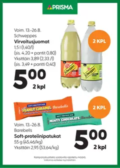Kaupan Prisma Tarjoukset Schweppes / Barebells esikatselu, voimassa 13/08/2025