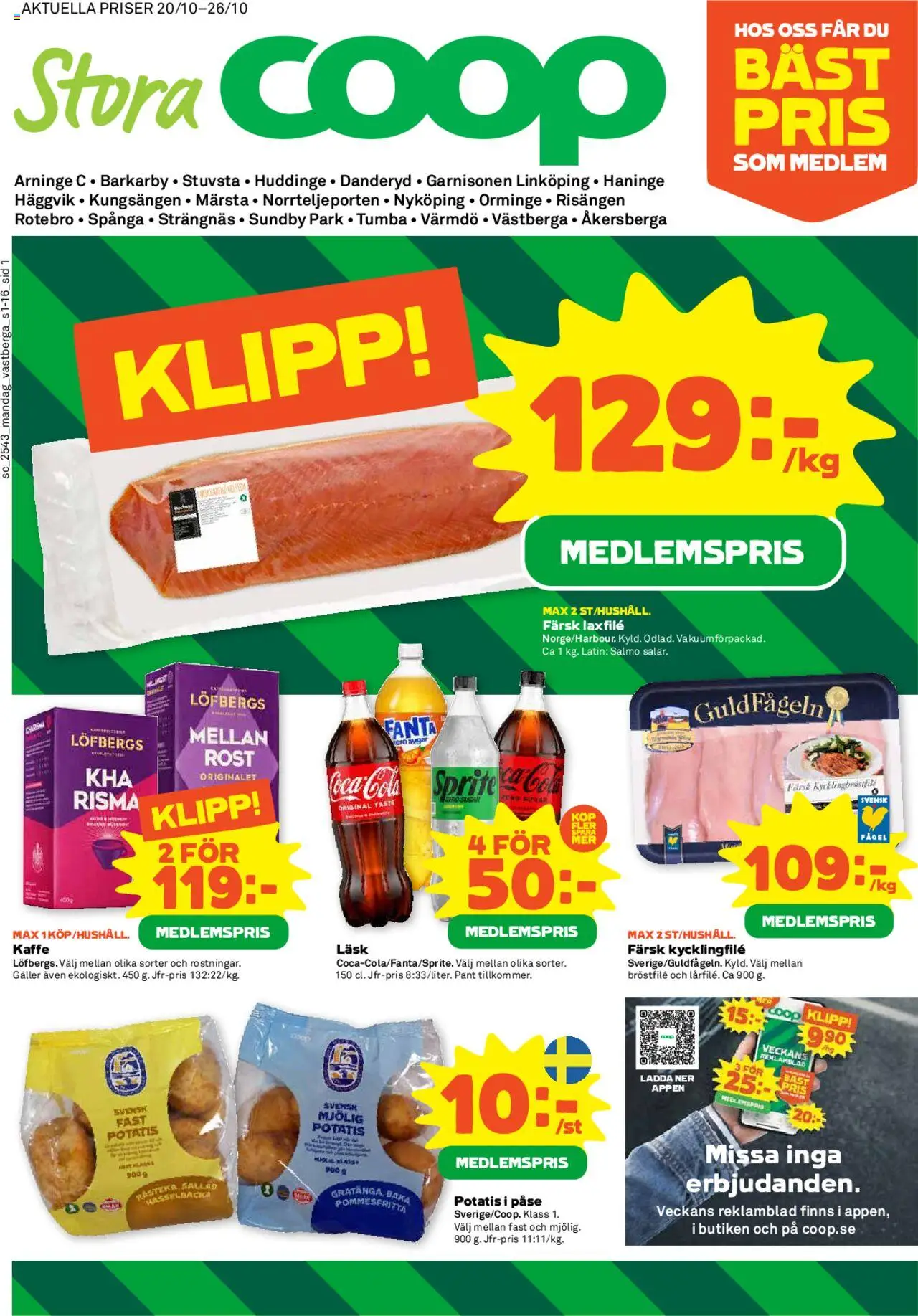 Aktuella reklamblad Coop Forum är giltig 20/10 2025 > Veckans Erbjudanden gäller från 20/10/2025 till 26/10/2025 sidnummer 1