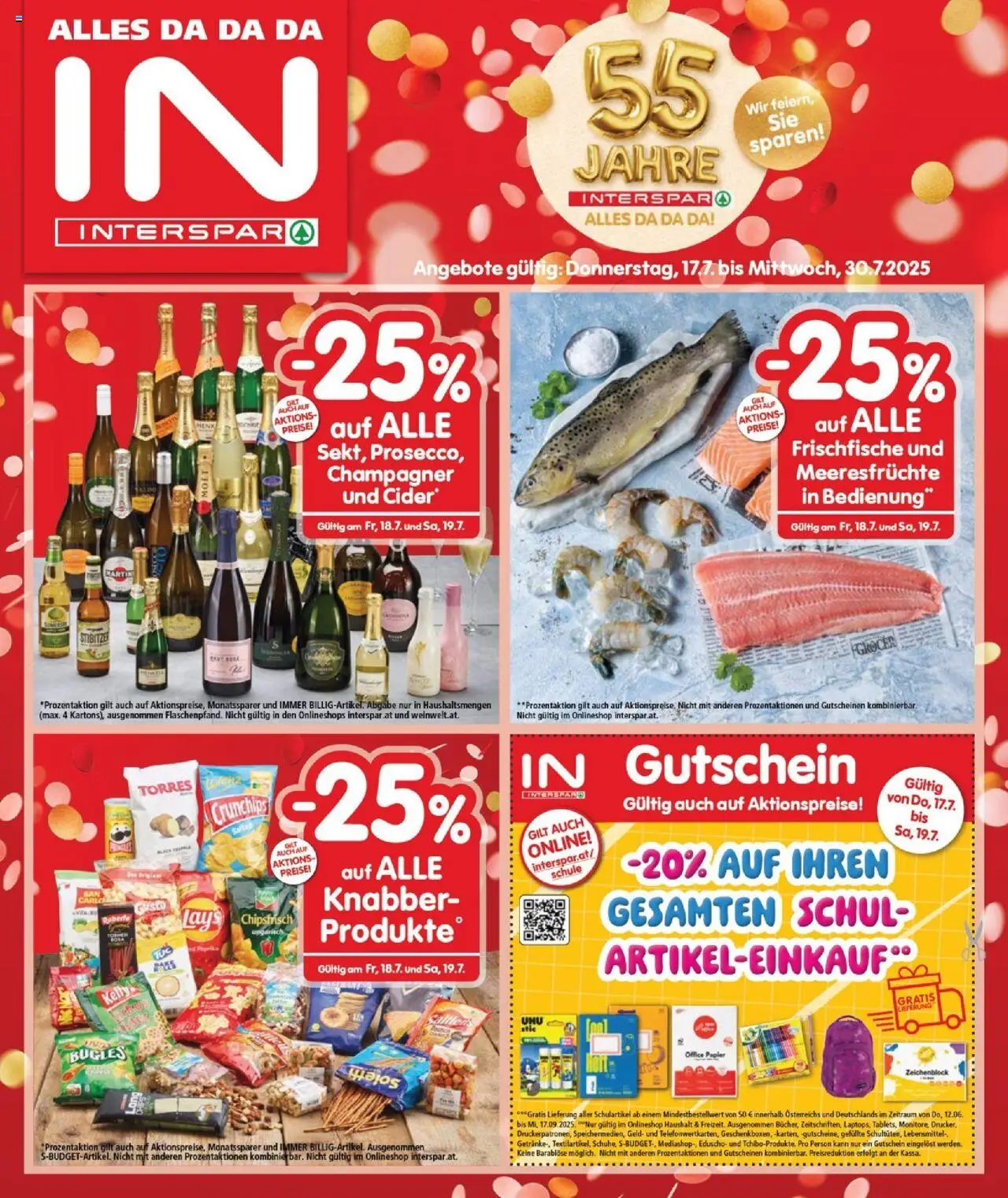  INTERSPAR Flugblatt 15.07.2025 - Angebote "Burgenland " - Seite 1 - Lebensmittel, Meeresfrüchte