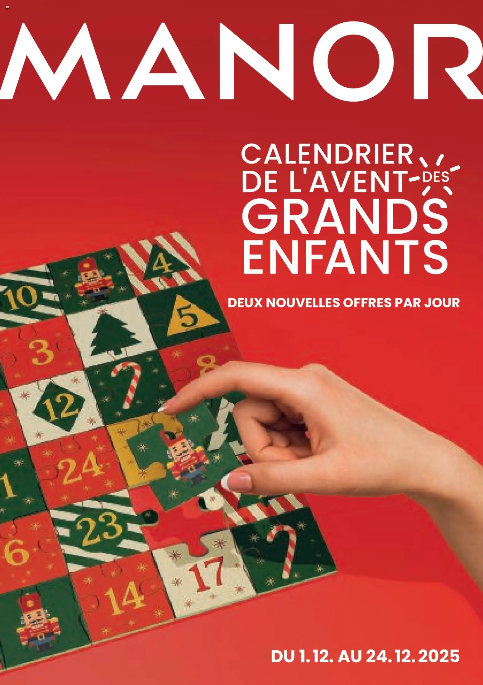 Vorschau des Merkblatts Aktionen Calendrier de L'Avent vom Shop Manor gültig von 01.12.2025 bis 24.12.2025
