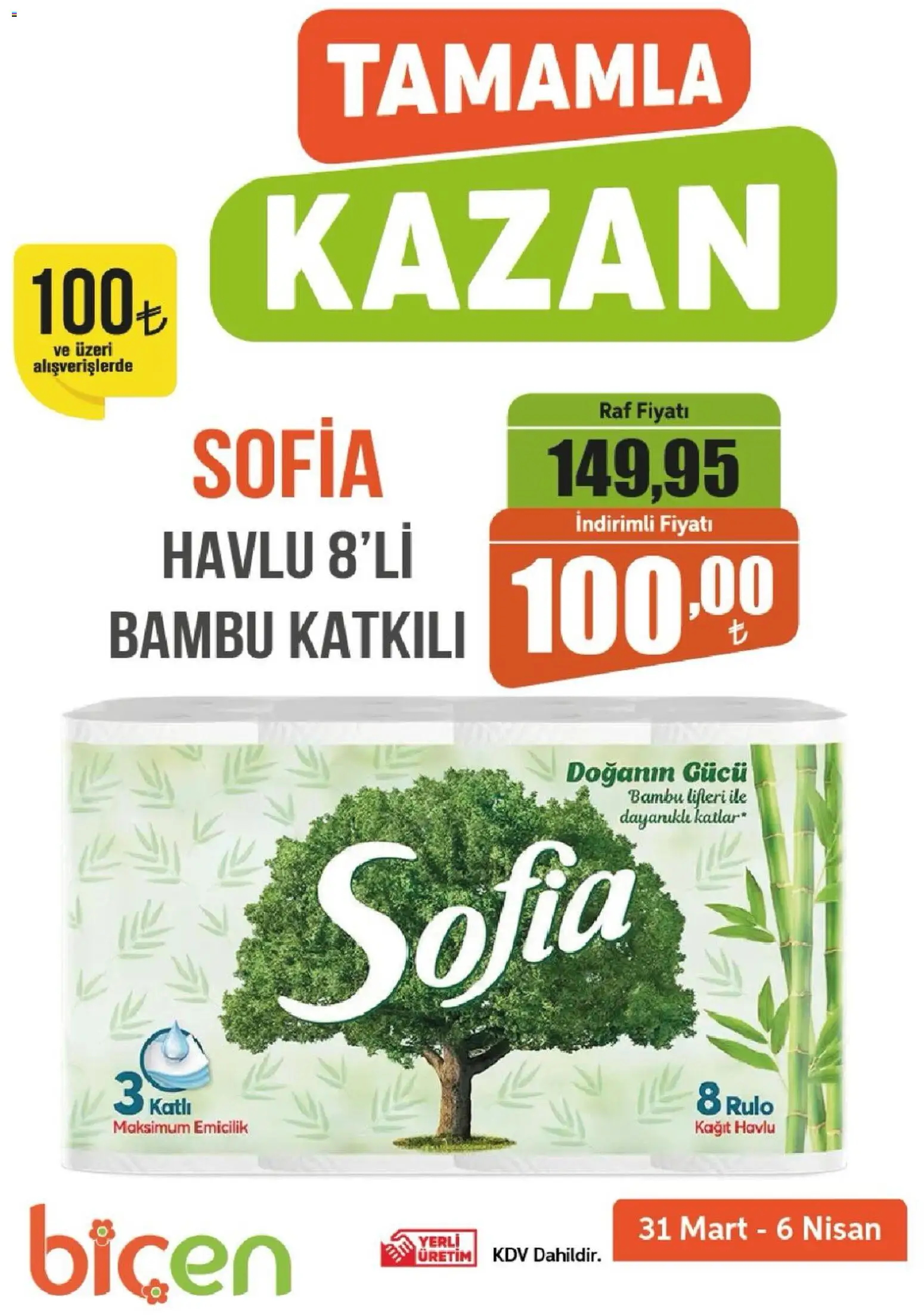 Biçen Market Biçen Market - Tamamla Kazan 31.03.2026 - Broşürünün önizlemesi