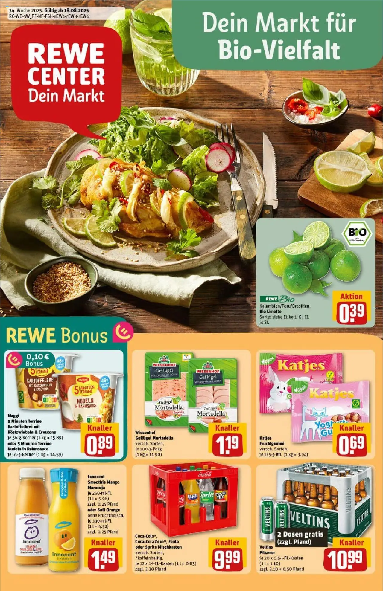 REWE Prospekt ab 17.08.2025 nächste Woche - Prospekt Neuwied - Mango, Maggi, Nudeln, Katjes, Veltins, Limette, Saft, Maggi 5 minuten terrine