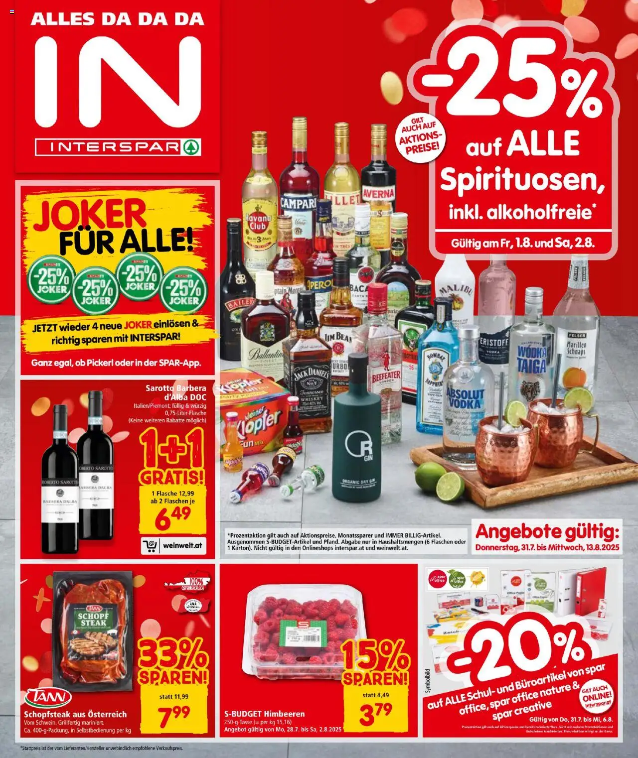  INTERSPAR Flugblatt 31.07.2025 - Angebote "Prospekt aktuell" - Seite 1