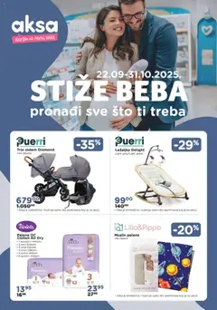 Pregled letka Katalog Stiže beba pronađi sve što ti treba trgovine AKSA vrijedi od 2025.09.22