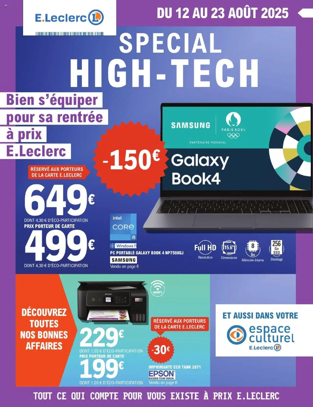Catalogue Special high-tech de la boutique E.Leclerc valable du 12/08/2025 - Page numéro 1