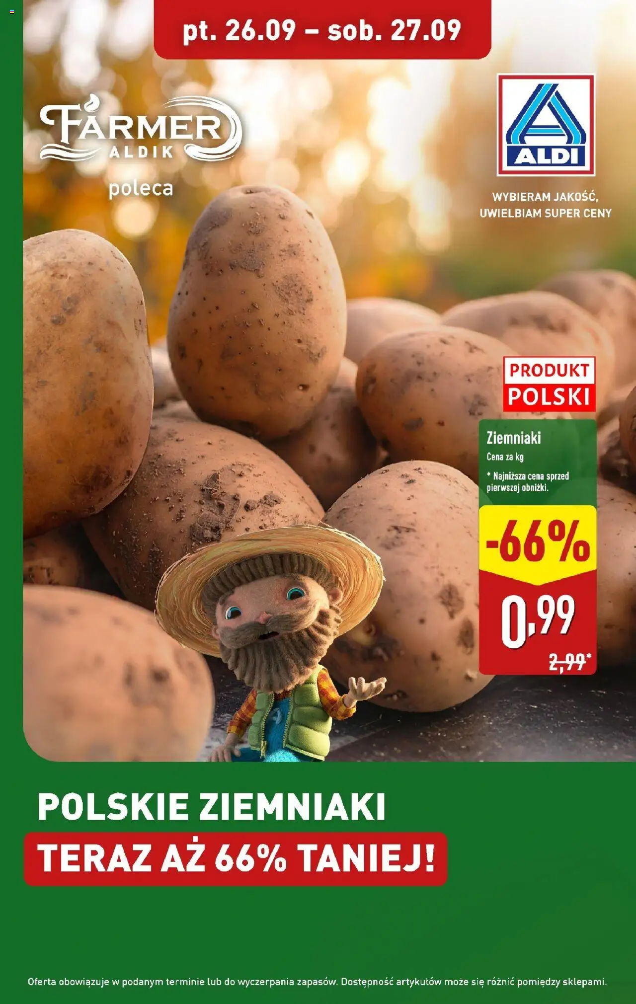 Aldi Promocja ziemniaki od 26.09.2025 - Nowa Gazetka - Numer strony 1