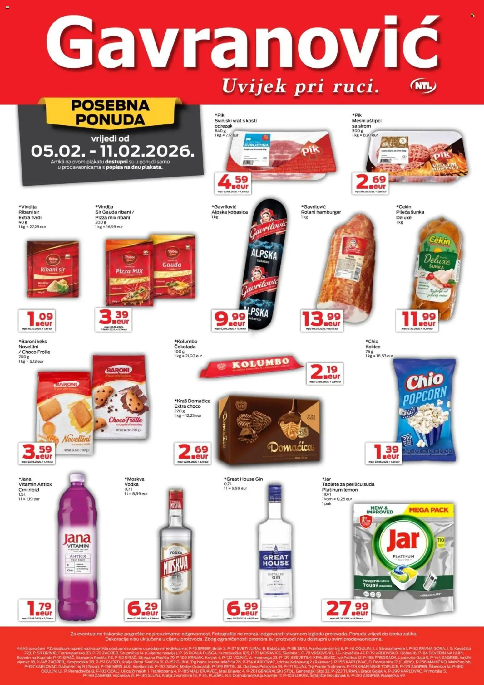 Pregled letka Katalog trgovine Gavranović vrijedi od 05.02.2026