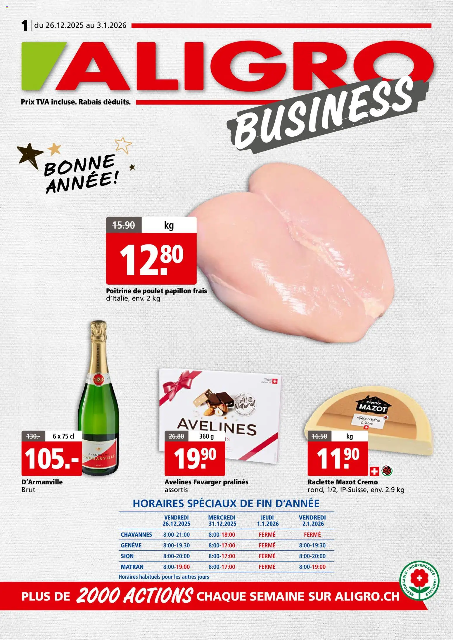 Vorschau des Merkblatts Aktionen Business Chavannes, Matran, Genève, Sion vom Shop Aligro gültig von 26.12.2025 bis 03.01.2026