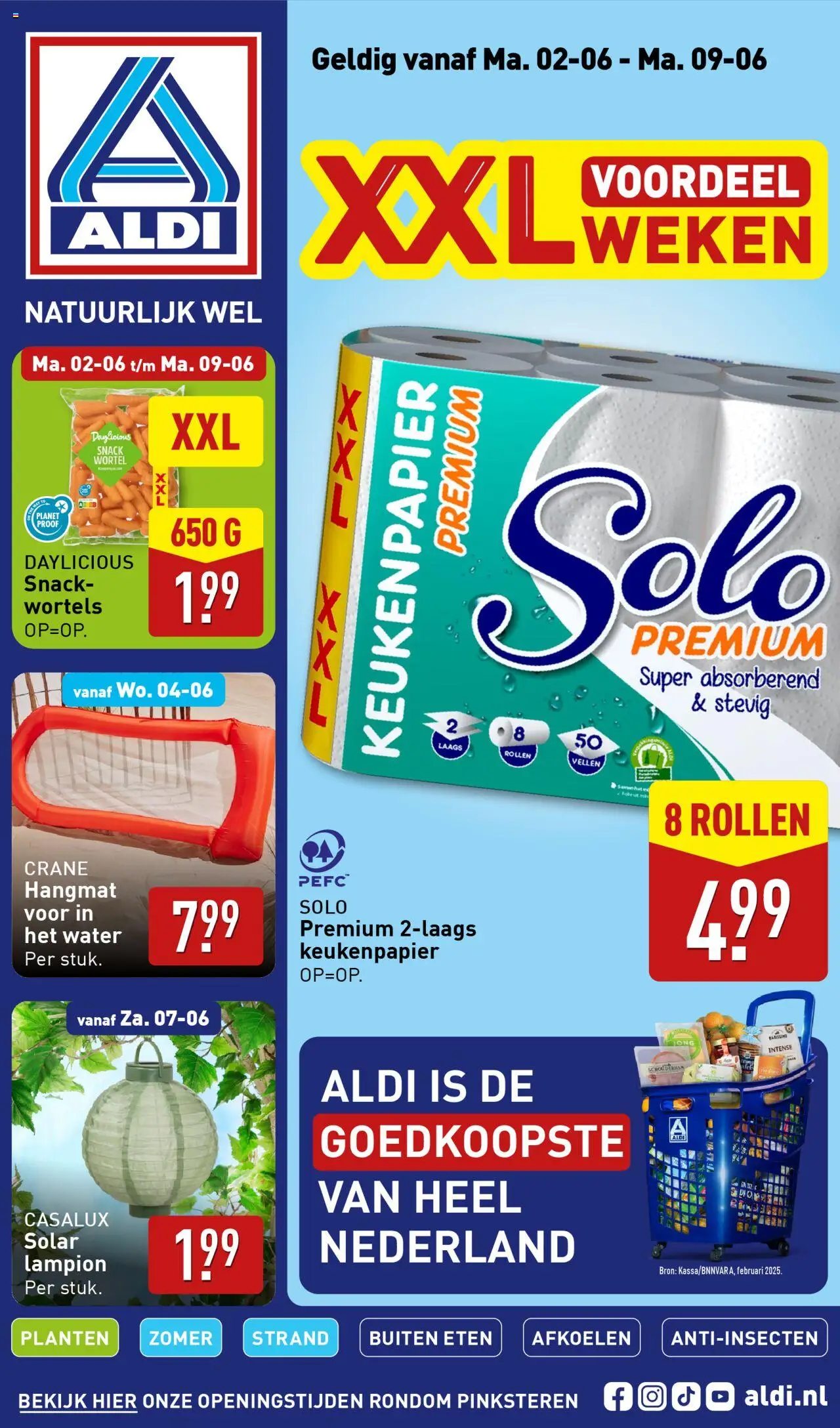 Aldi shop Folder week 23 geldig vanaf 02-06-2025 - Paginanummer 1 - Keukenpapier, Wortels, Water