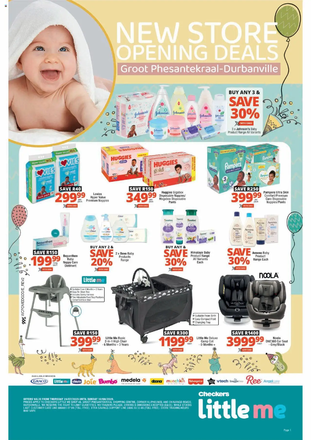 Checkers Western Cape - Little Me Groot Phesantekraal Store Opening 24/07 - 10/08/2025 >> Catalogue - Chair, Pants, Nappies, Tray