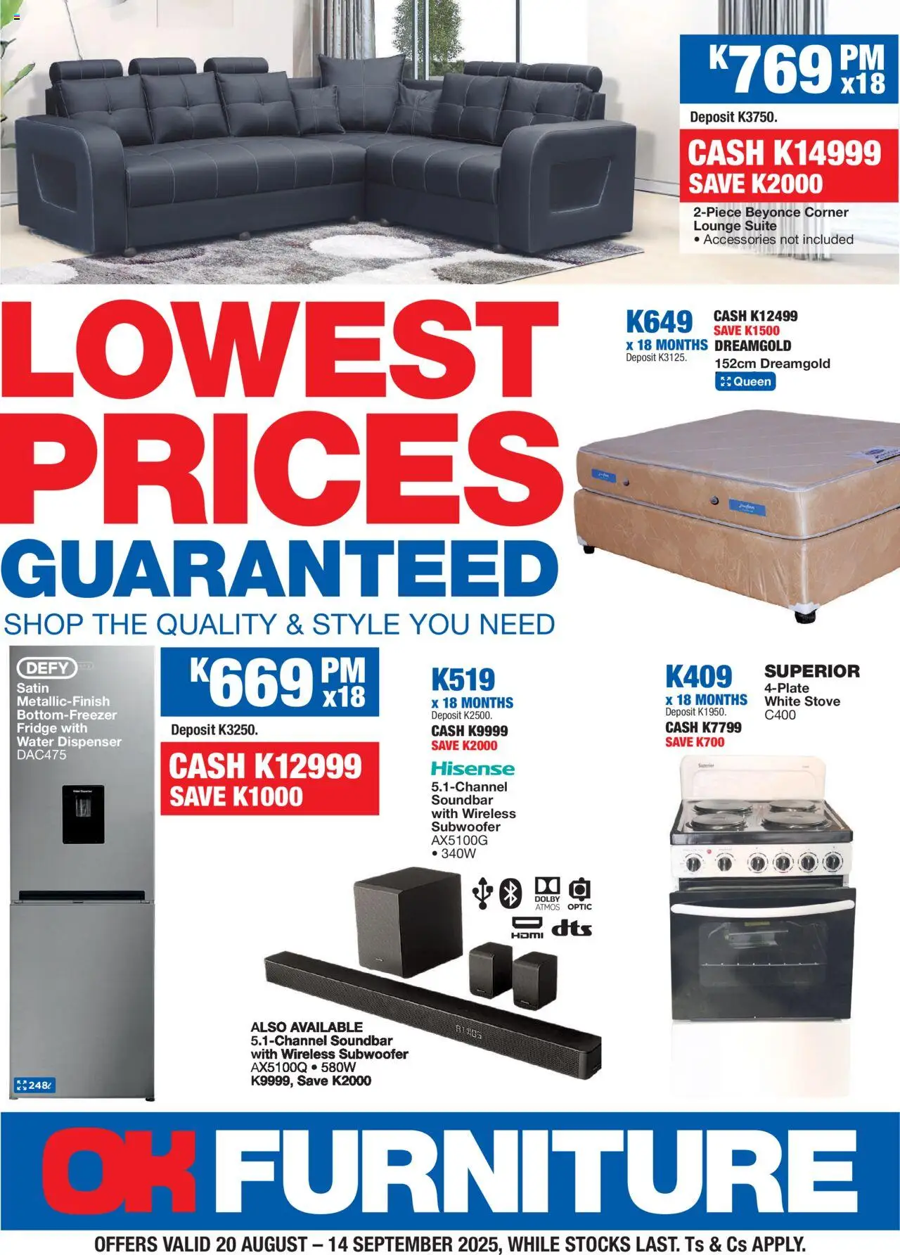 OK Furniture Lowest Prices Catalogue Zambia from 20/08 - 14/09/2025 > Promotions