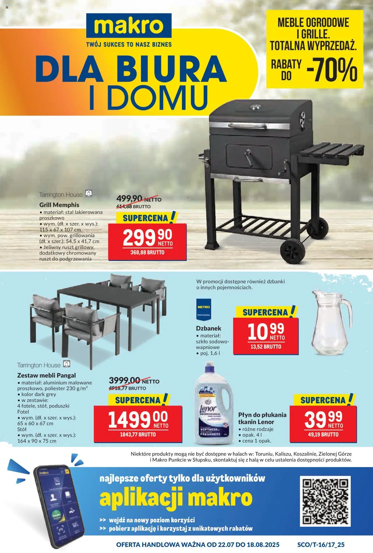 Makro Gazetka od 22.07.2025 - Nowa Gazetka - Numer strony 1 - Płyn do płukania, Dzbanek, Grill, Ruszt, Stół, Meble ogrodowe, Lenor płyn do płukania