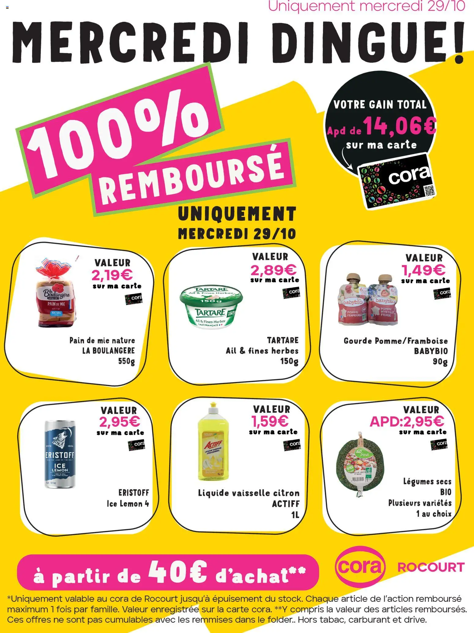 Voorbeeld van Les offres 100% au cora Rocourt van winkel Cora geldig vanaf 29/10/2025