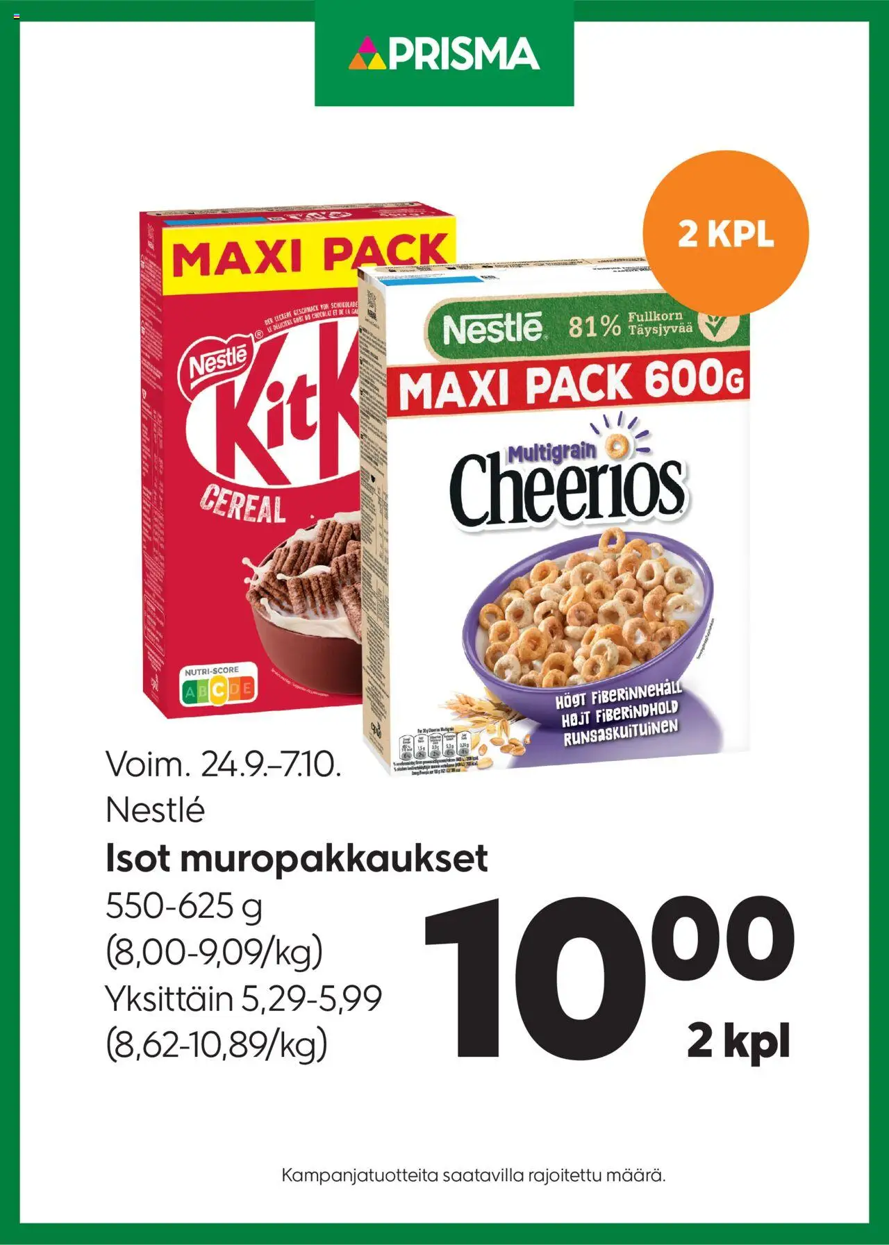 Prisma-kaupan Tarjoukset Nestlé murot voimassa 24/09/2025 - Sivulla 1