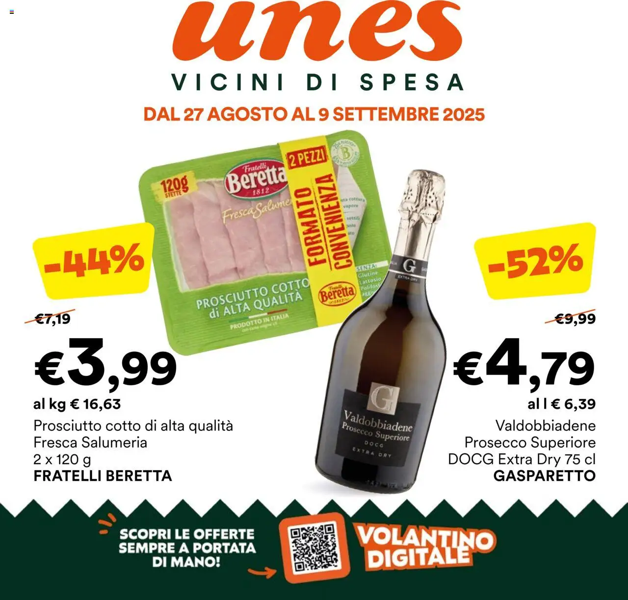 Volantino Unes valido da 27/08/2025 numero di pagina 1