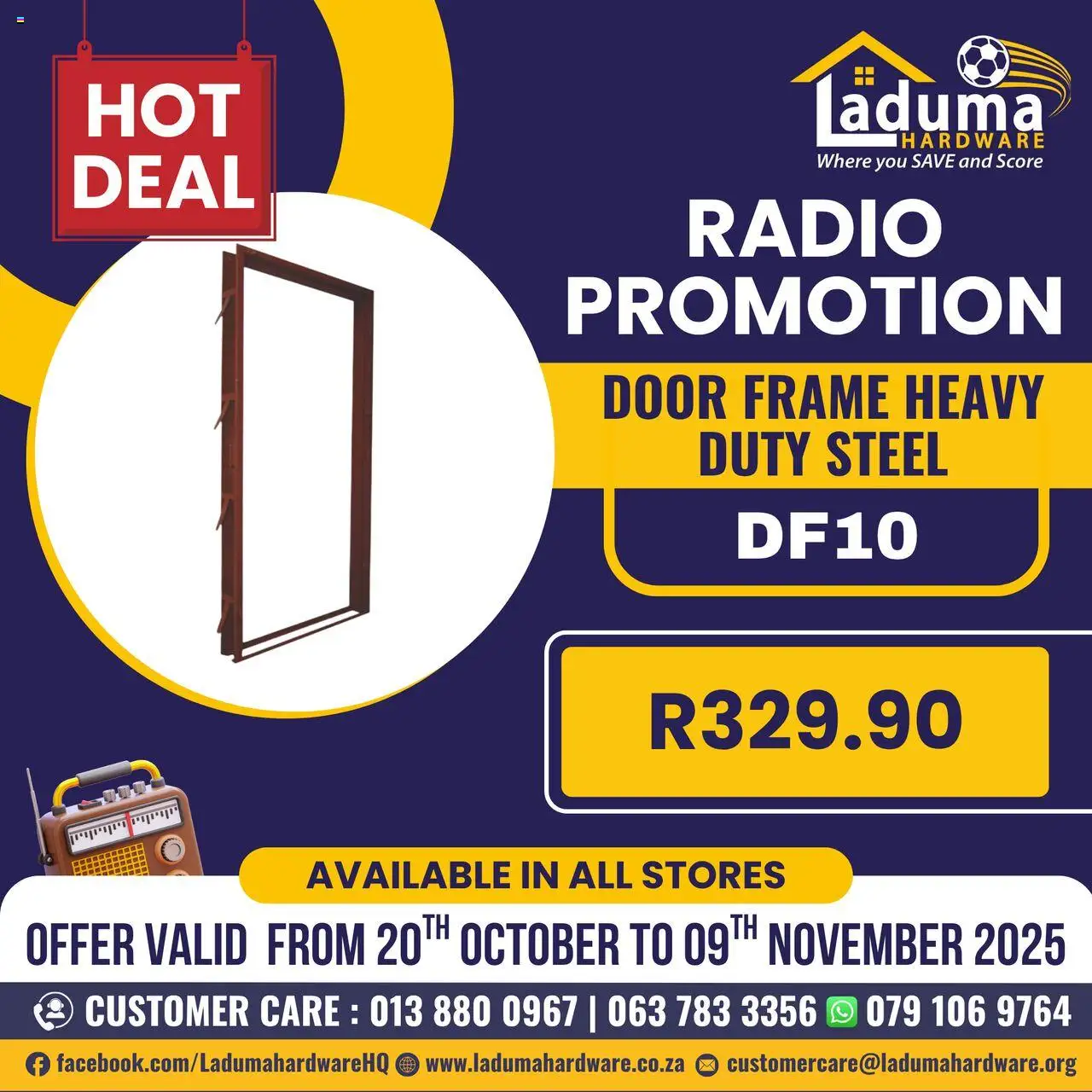Laduma Hardware Radio Promotion from 20/10 - 09/11/2025 > Promotions