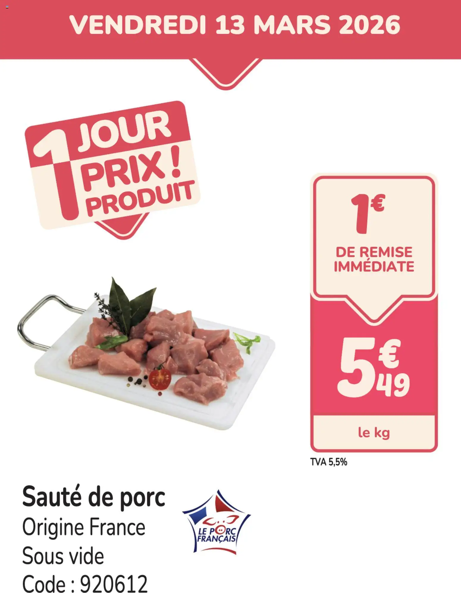 Prévisualisation de Promocash PROMO sauté de porc du magasin Promocash formulaire valide 13/03/2026